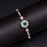 A fine Old Cut Diamond Emerald Bracelet - image 1
