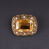 Vintage Citrin-Diamant-Brosche