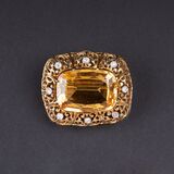 A Vintage Citrine Diamond Brooch