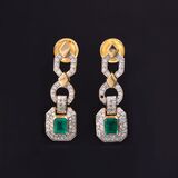 A Pair of Diamond Emerald Earpendants - image 1