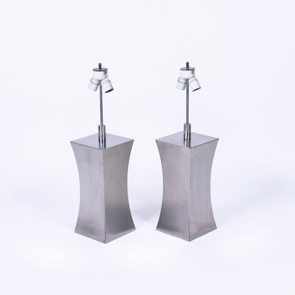 A Pair of Stainless Steel Table Lamps - image 2