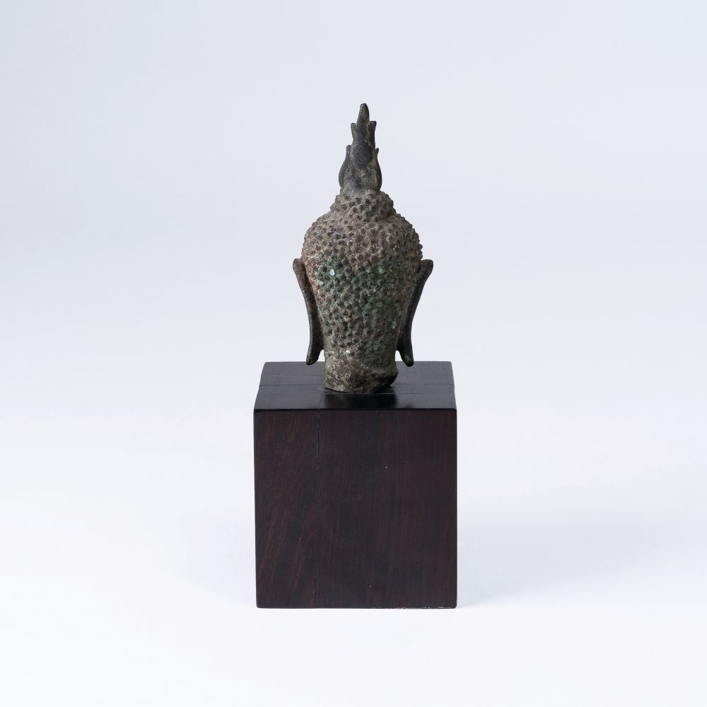 A Small Bronze Head of  Buddha - image 3