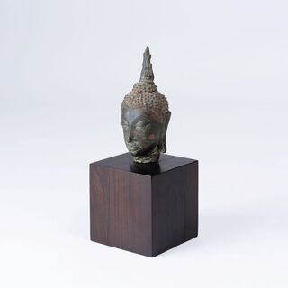 A Small Bronze Head of  Buddha
