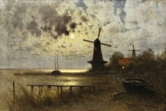 Wind Mill in Moonlight - image 1