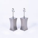 A Pair of Stainless Steel Table Lamps - image 2