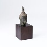 A Small Bronze Head of  Buddha - image 2