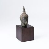 A Small Bronze Head of Buddha - image 2