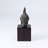 A Small Bronze Head of  Buddha - image 3