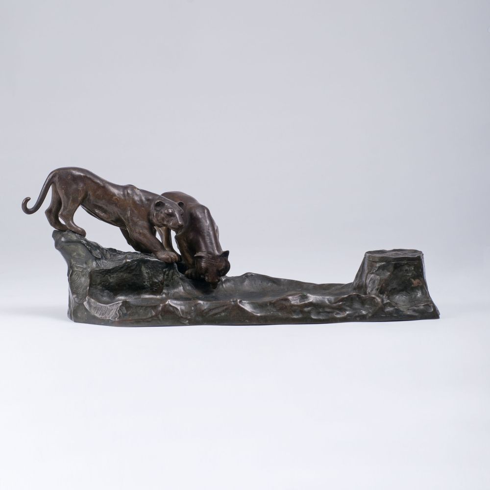 Viennese Art Nouveau Writing Set with Pair of Lions Viennese Art Nouveau Writing Set with Pair of Lions