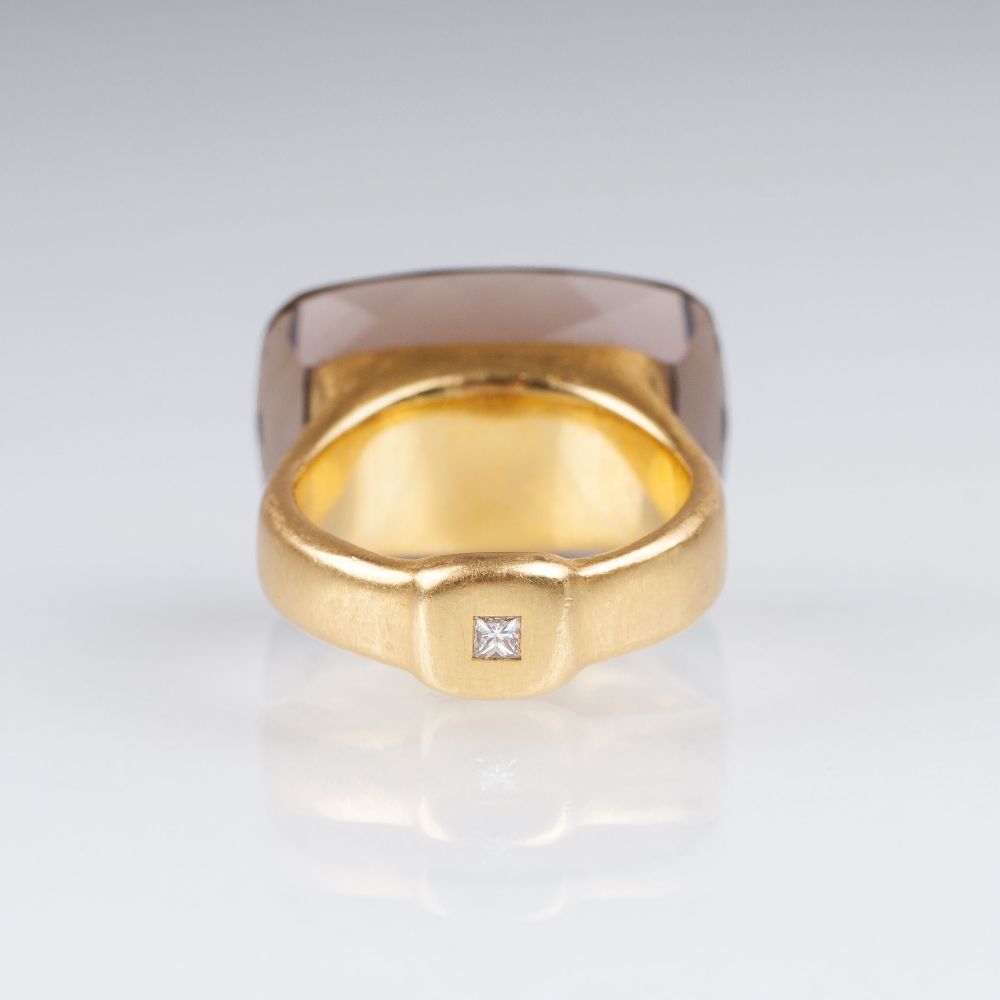 A modern Smoky Quartz Ring with Diamonds - image 3
