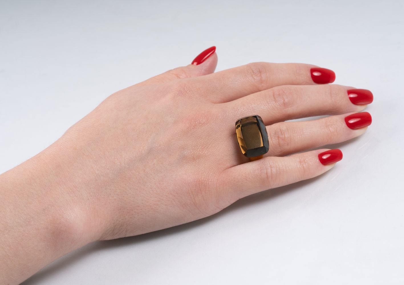 A modern Smoky Quartz Ring with Diamonds - image 5
