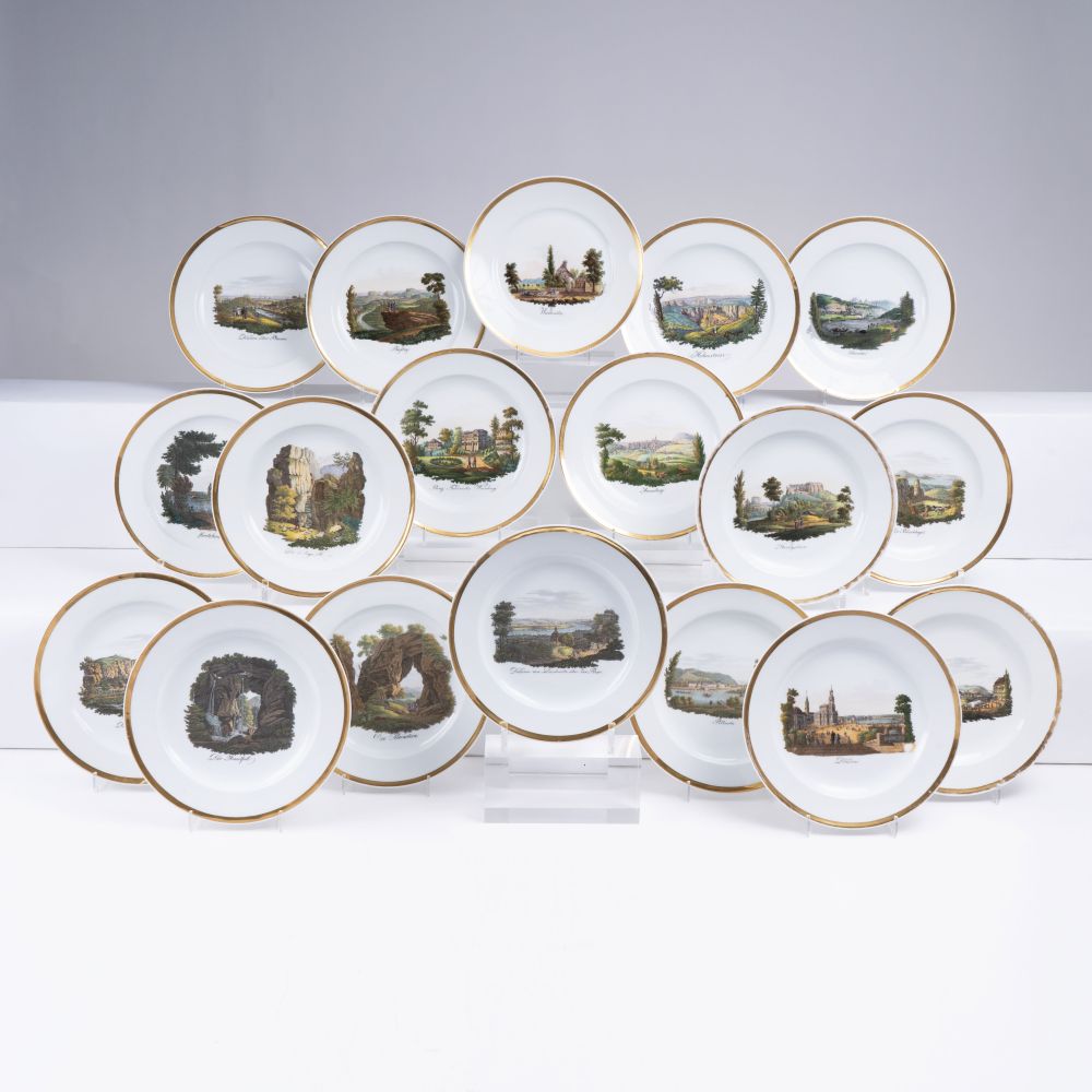 A Set of 18 Plates with Saxonian Views A Set of 18 Plates with Saxonian Views