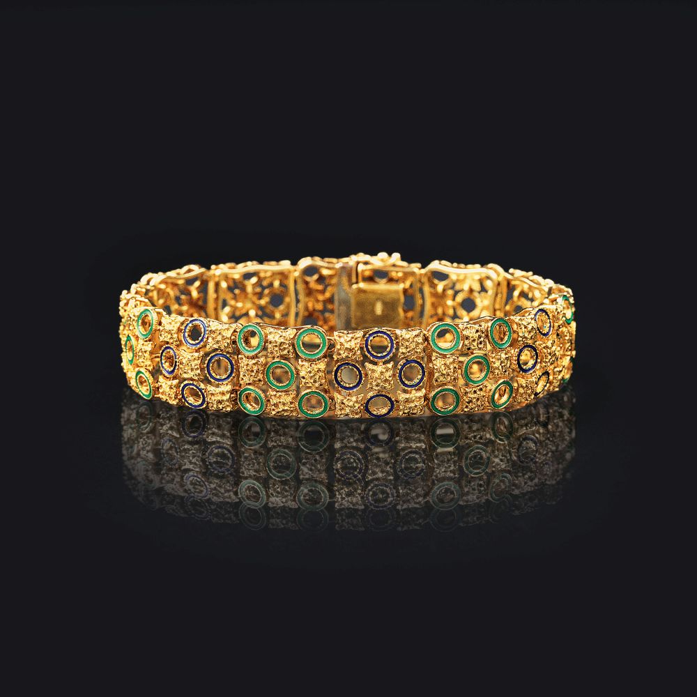 A Gold Bracelet with Enamel Ornaments