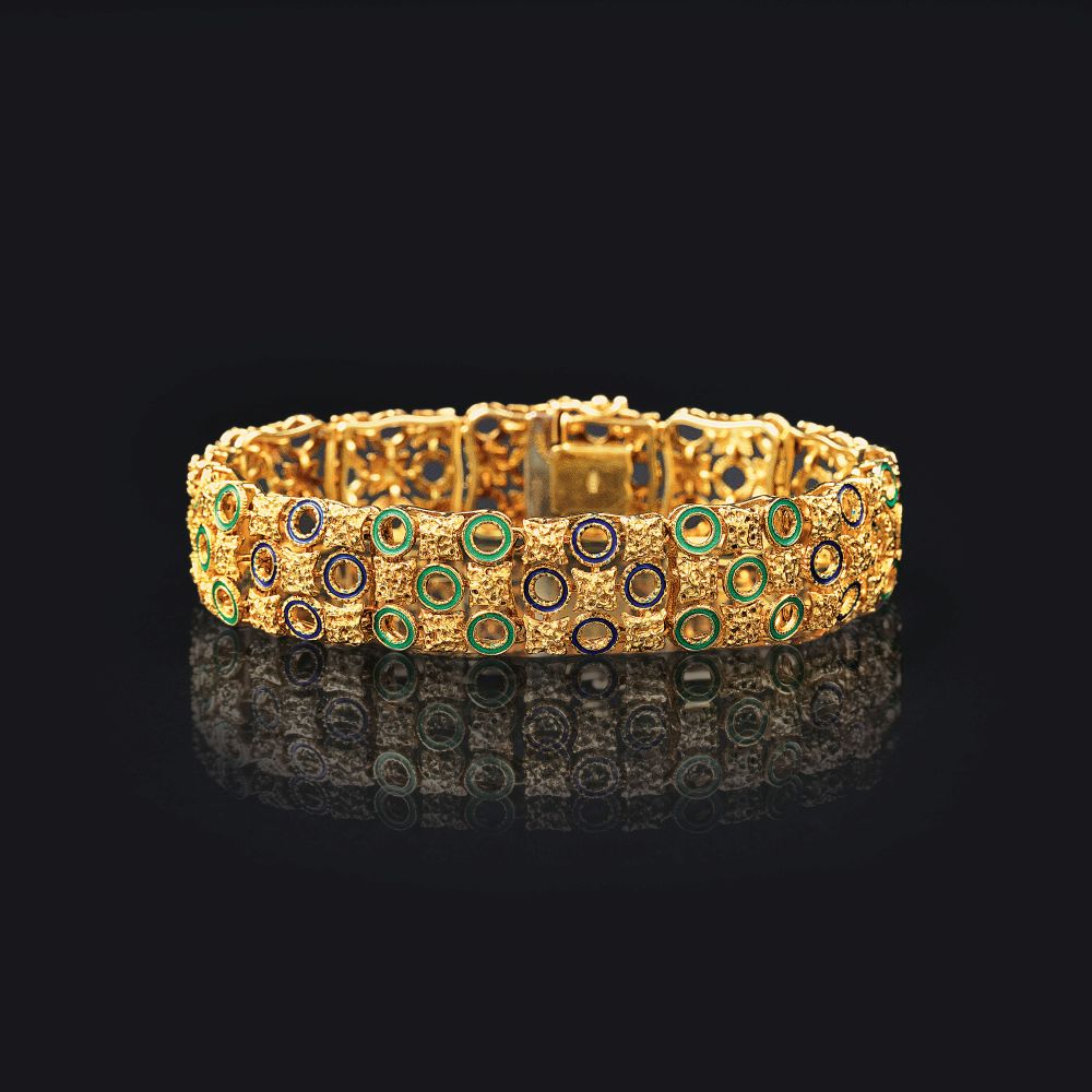 A Gold Bracelet with Enamel Ornaments