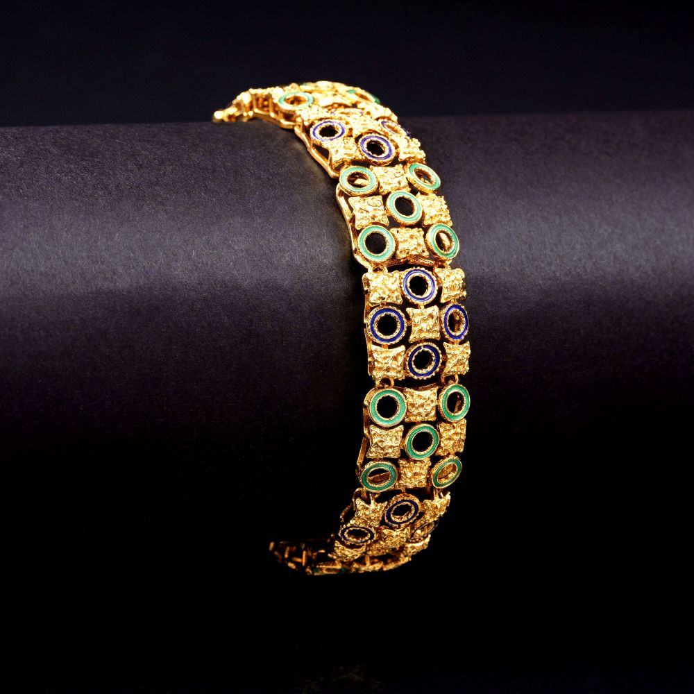 Gold-Armband mit Emaille-Dekor - Bild 2