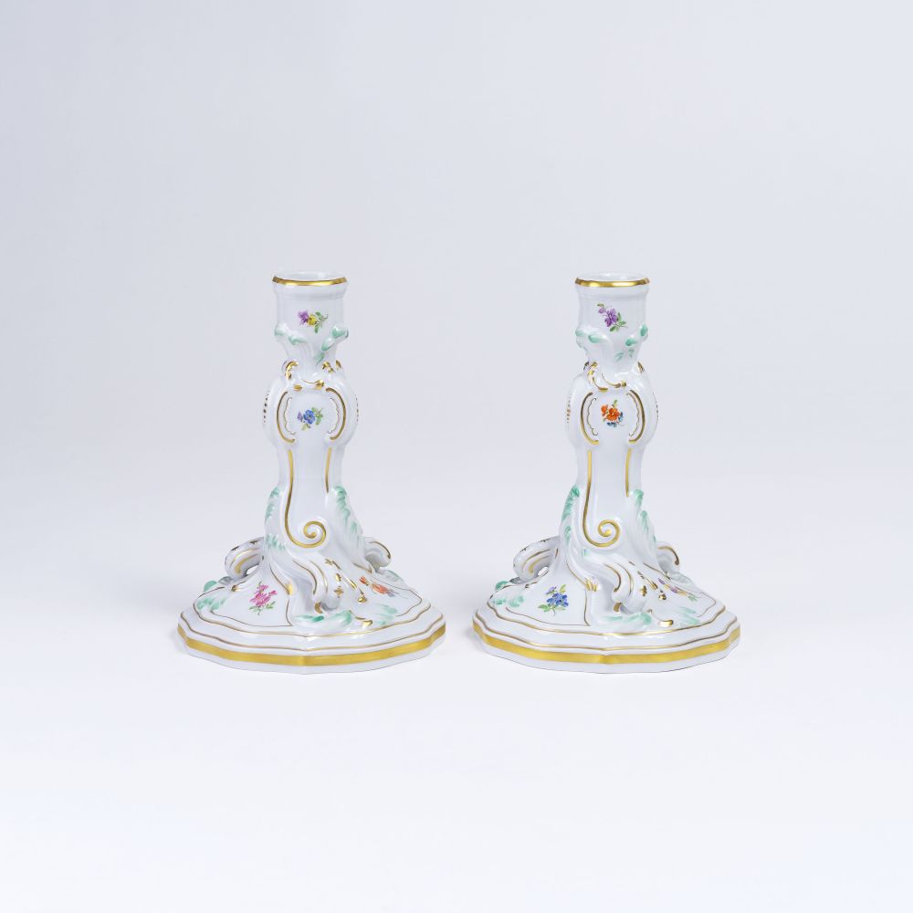 A Pair of Candlesticks with Strewing Flowers