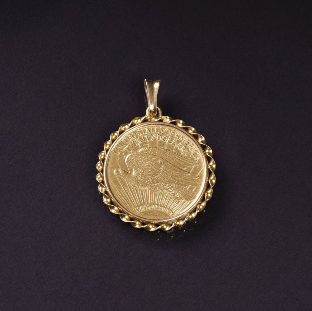 A Gold Coin 'Saint Gaudens Double Eagle' as Pendant A Gold Coin 'Saint Gaudens Double Eagle' as Pendant