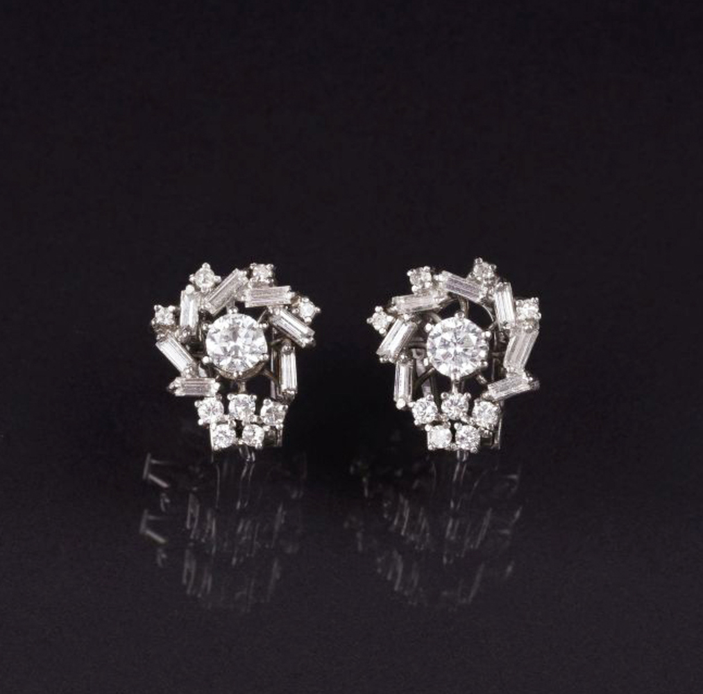 A Pair of Diamond Earrings - image 2