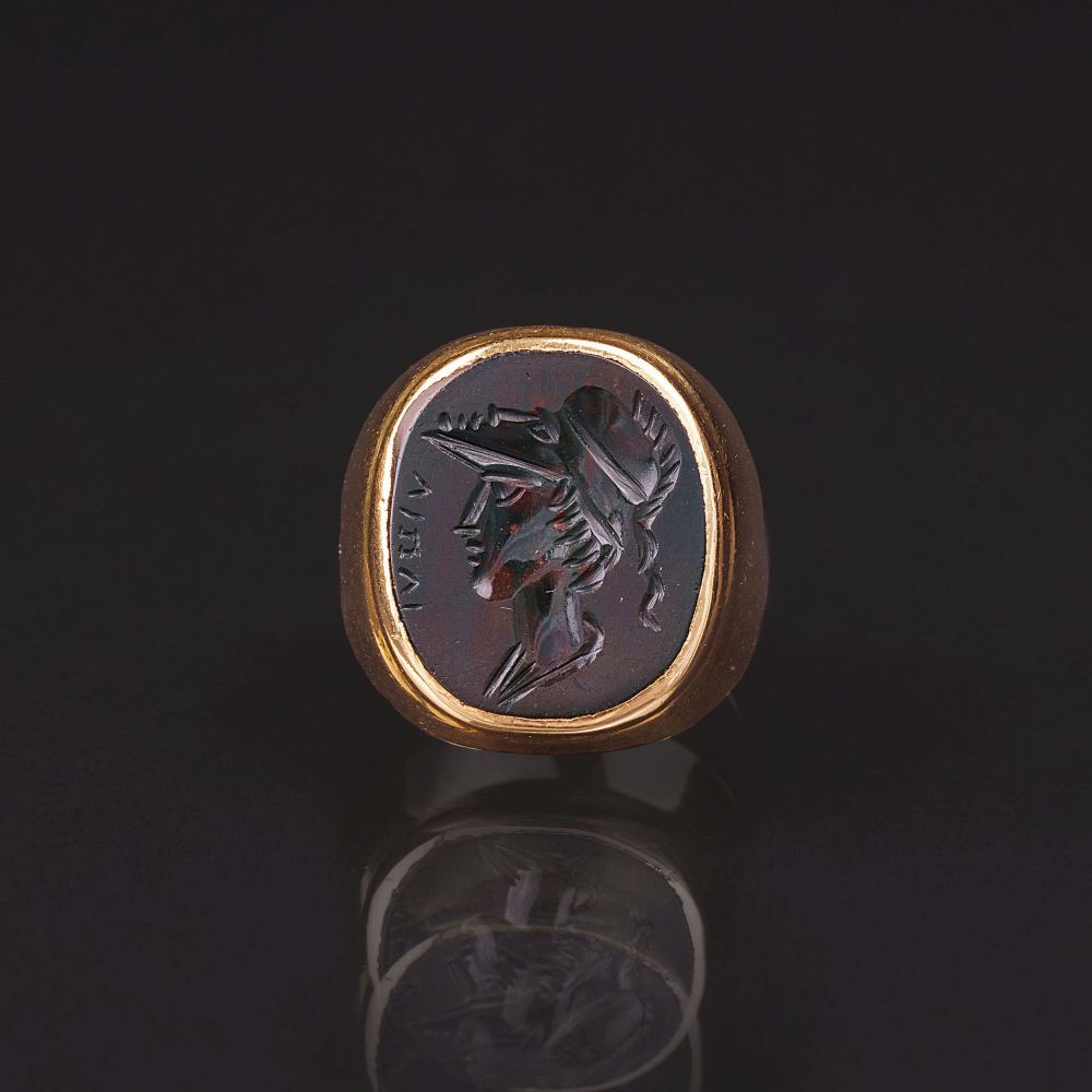 A Ring with classical Red Jasper Intaglio 'Hero'