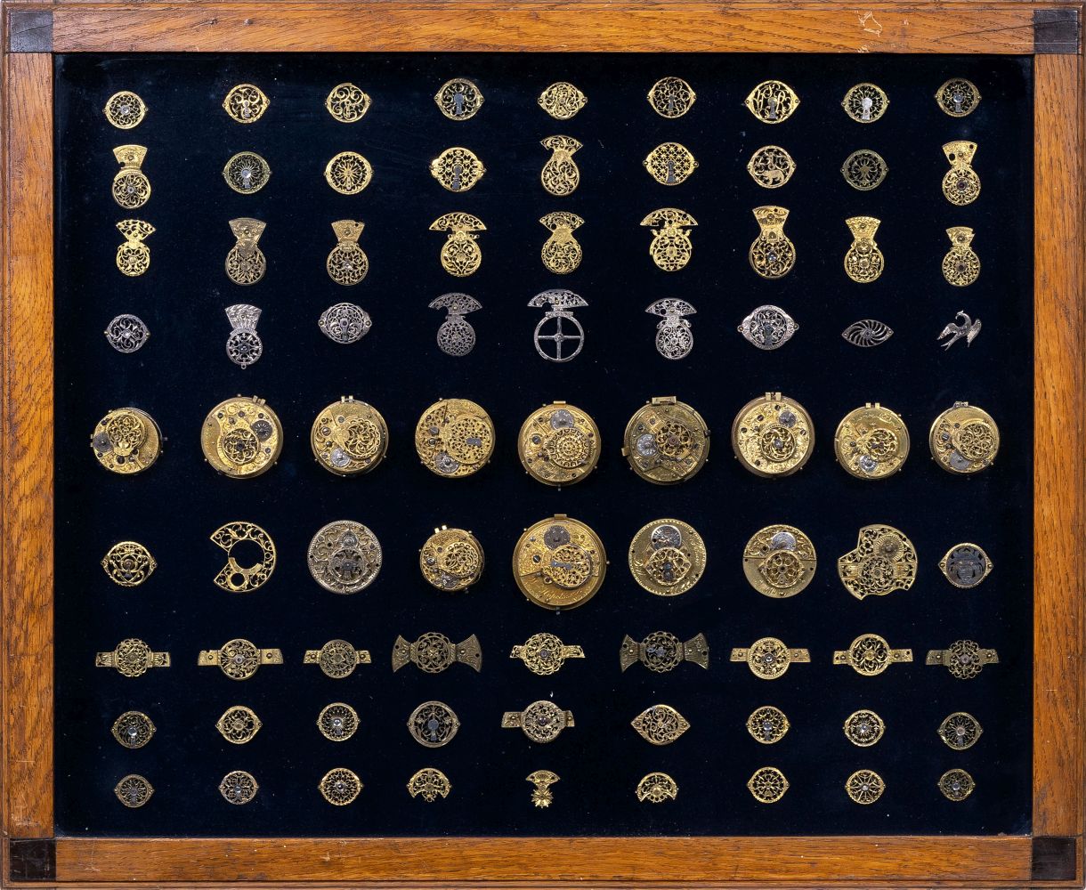 Three Glass Cabinets with antique Watch Movements and Watch Parts by English and French Masters - image 2