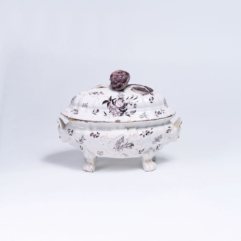 A Rococo Faience Tureen with Lid A Rococo Faience Tureen with Lid