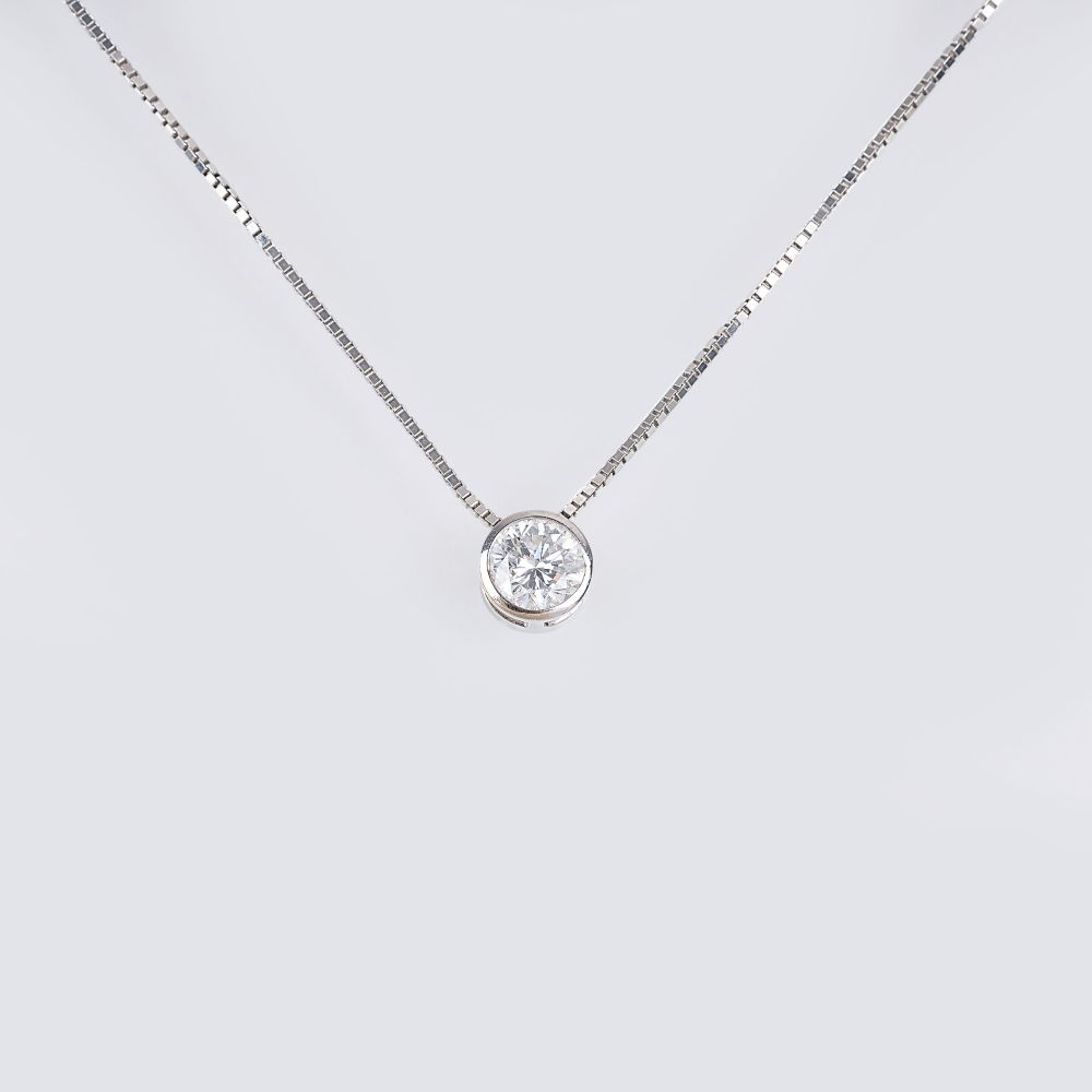A River Solitaire Diamond Pendant on Necklace - image 2