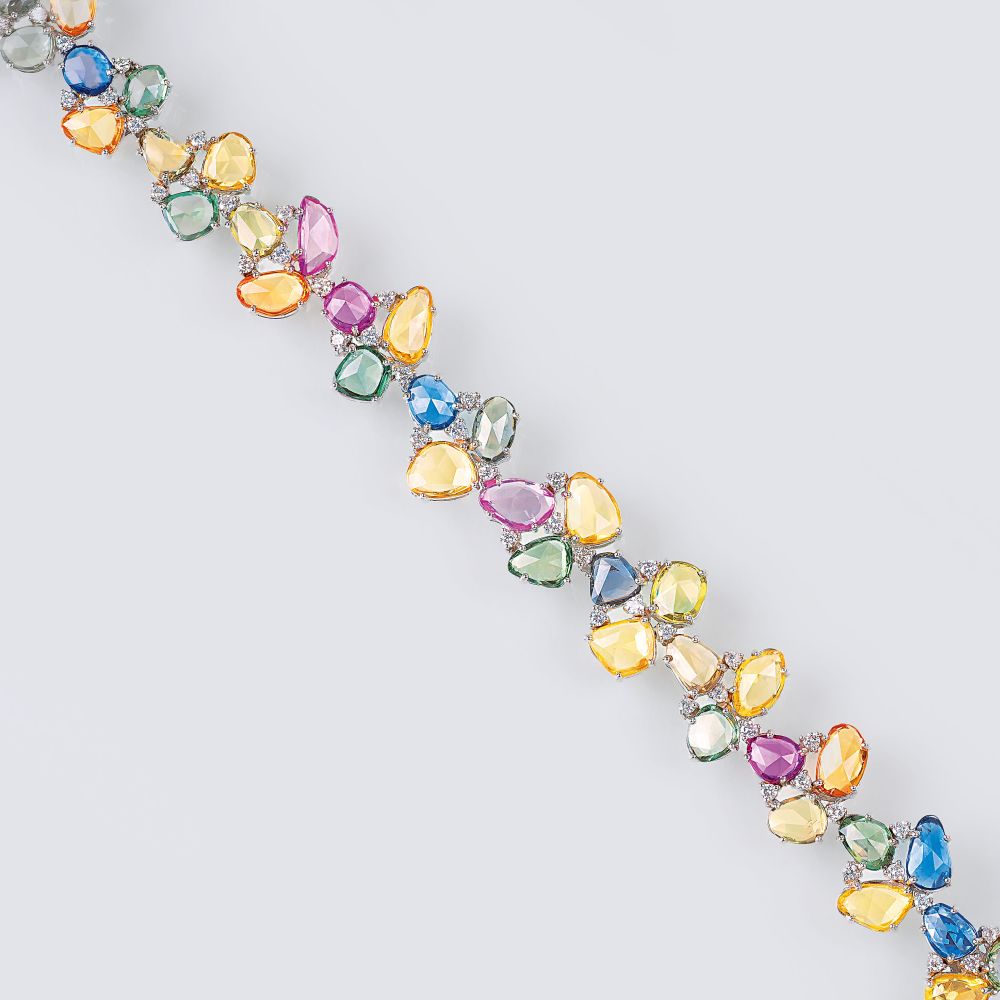 A colourful Sapphire Diamond Bracelet