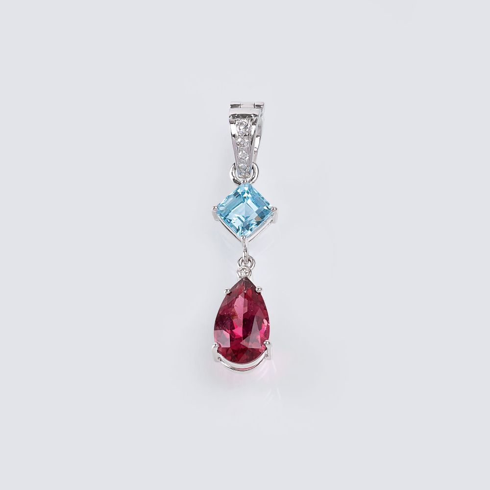 Pendant with Blue Topaz and Tourmaline