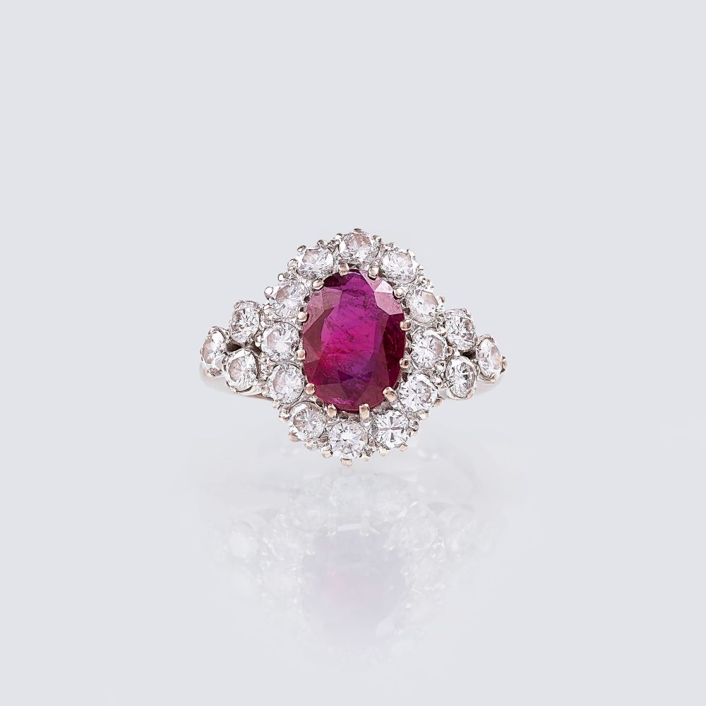 A Ring with Natural Ruby and Diamonds A Ring with Natural Ruby and Diamonds
