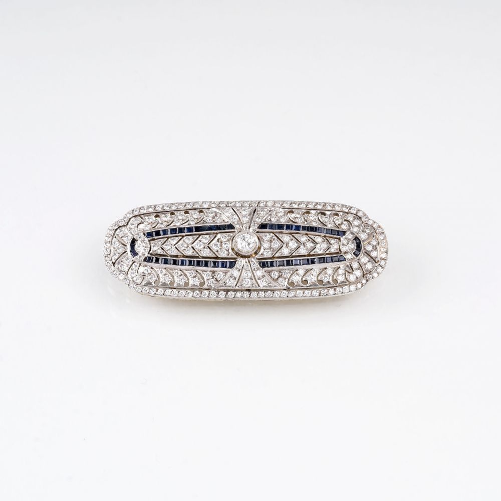 A Diamond Sapphire Brooch in the style of Art-déco - image 2