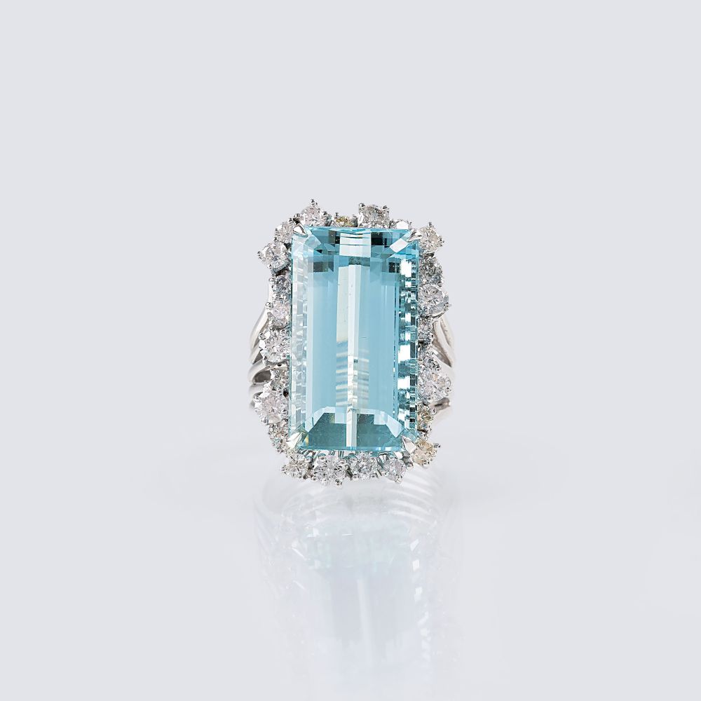 A Cocktailring with Aquamarine and Diamonds - image 2