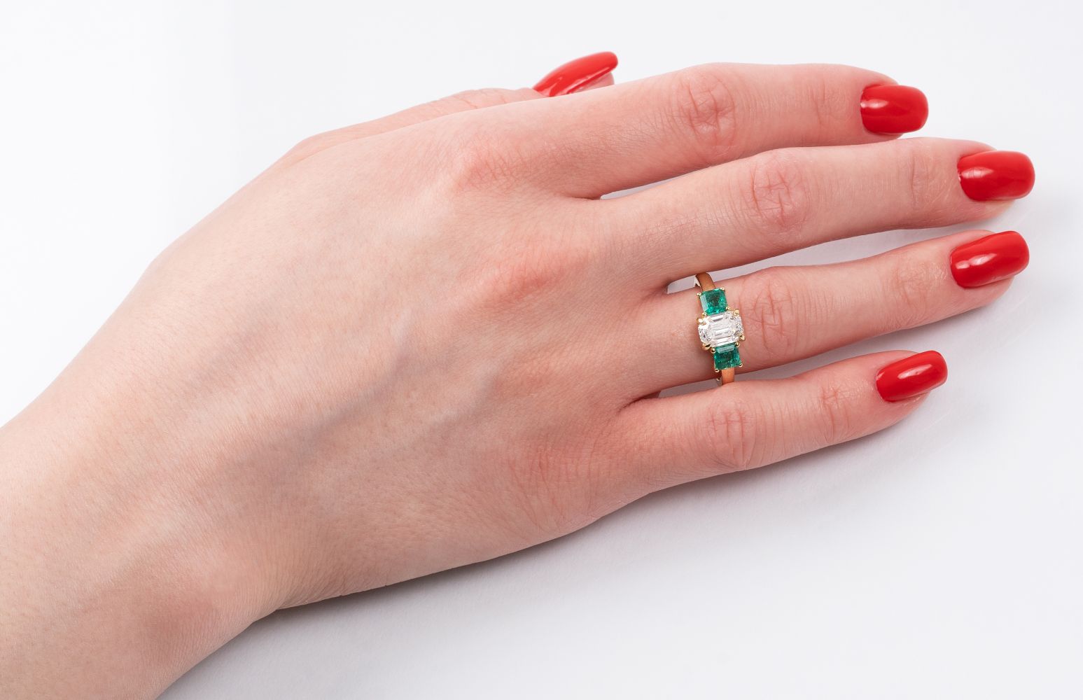 A River Diamond Emerald Ring - image 2