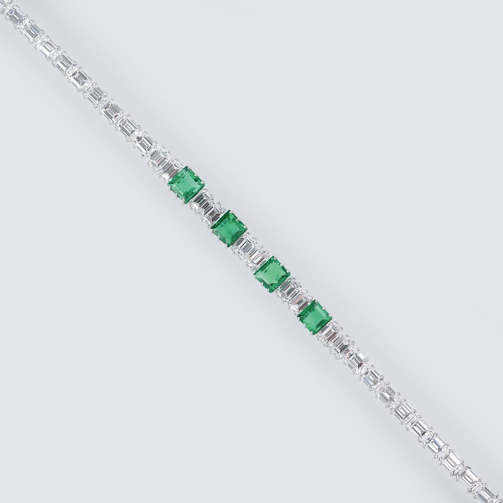 A highcarat Diamond Emerald Bracelet A highcarat Diamond Emerald Bracelet