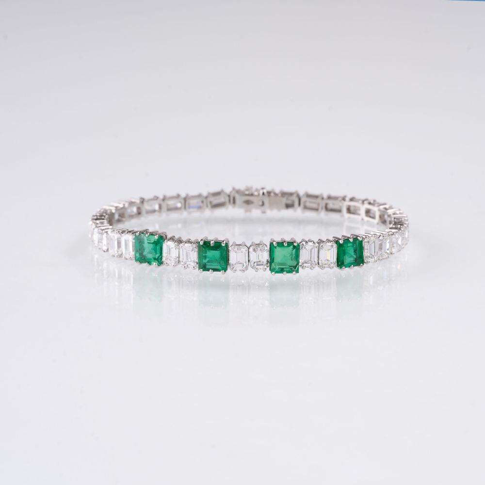 Hochkarätiges Diamant-Smaragd-Armband - Bild 2