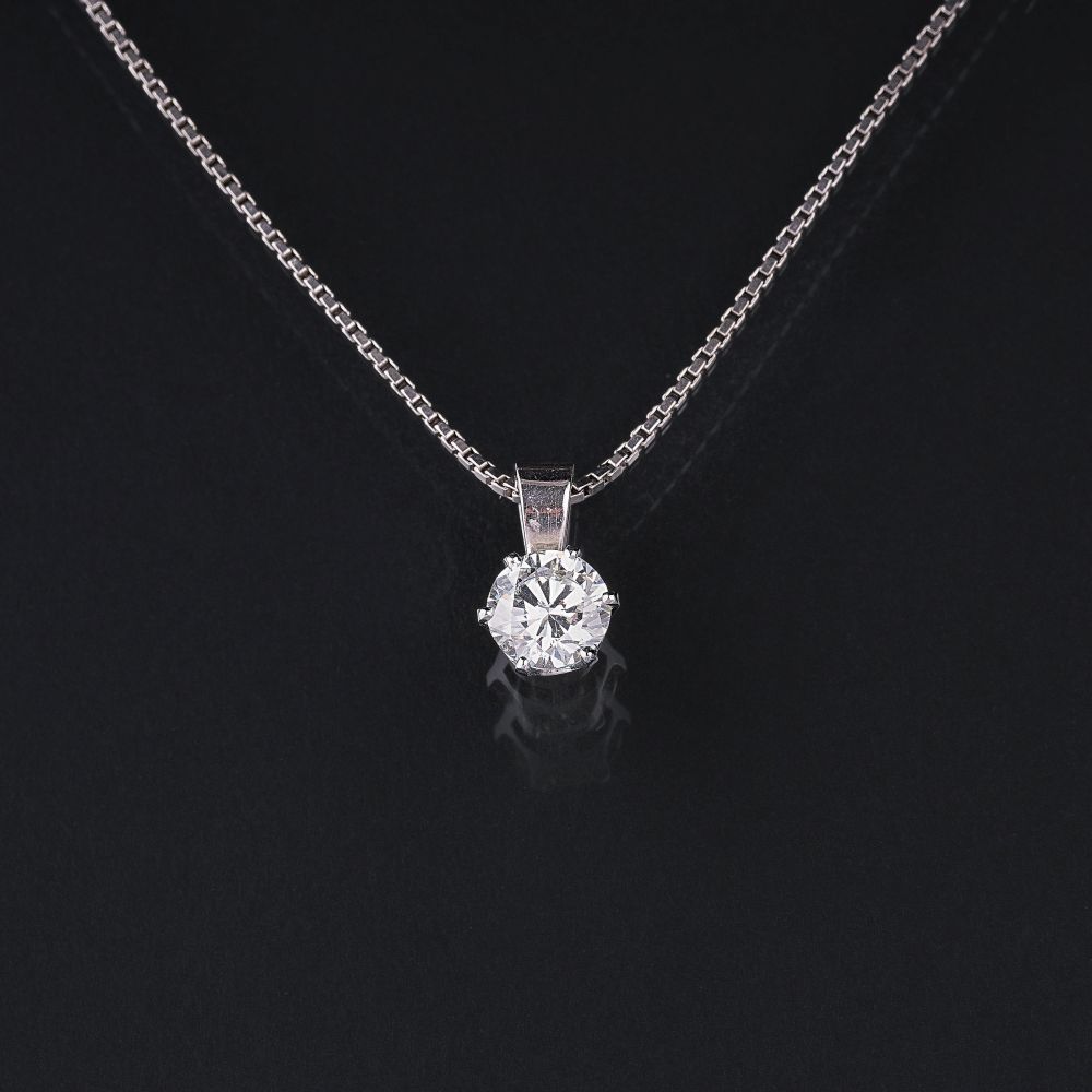 A Solitaire Diamond Pendant on Necklace