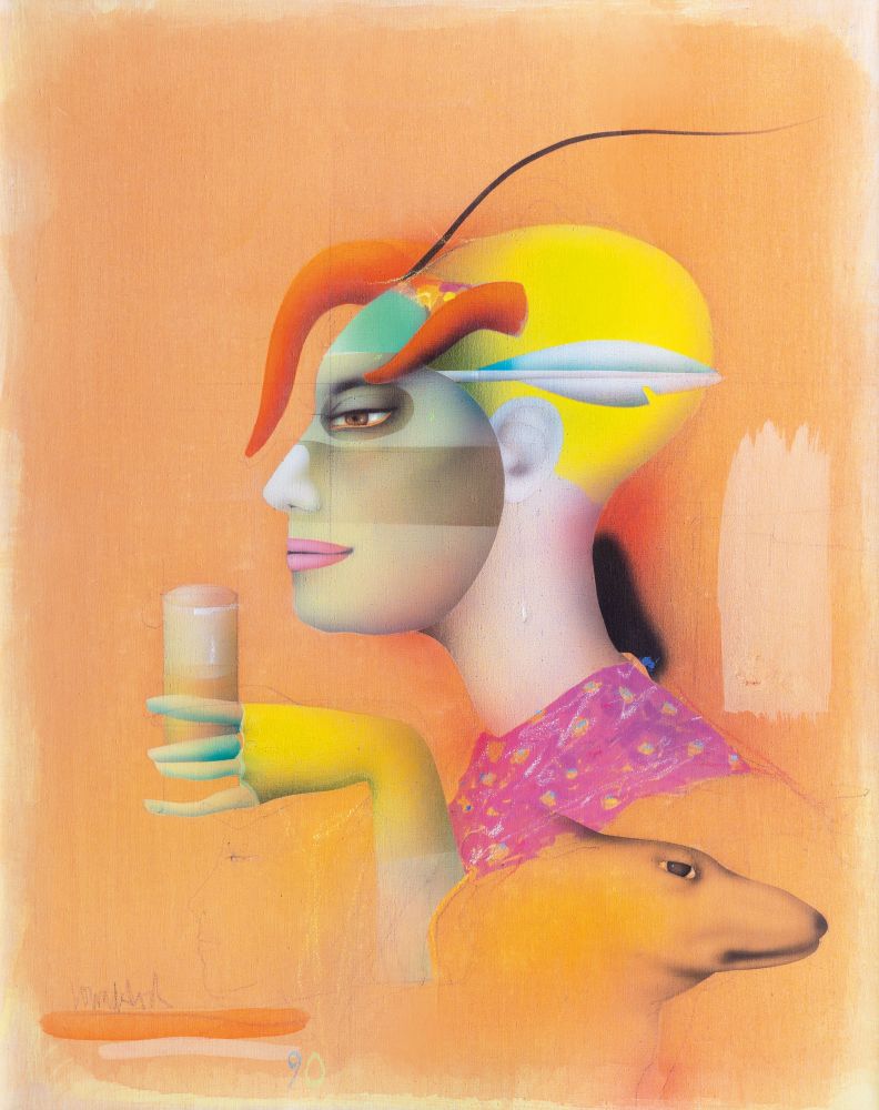 Paul Wunderlich - Woman with Glass and Dog Woman with Glass and Dog