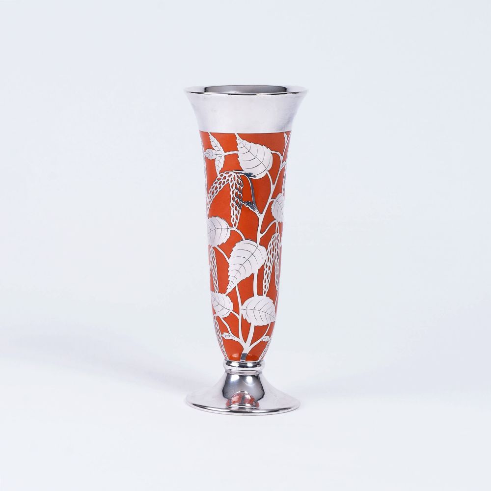 An Art-Déco Vase with Floral Silver Overlay - image 2