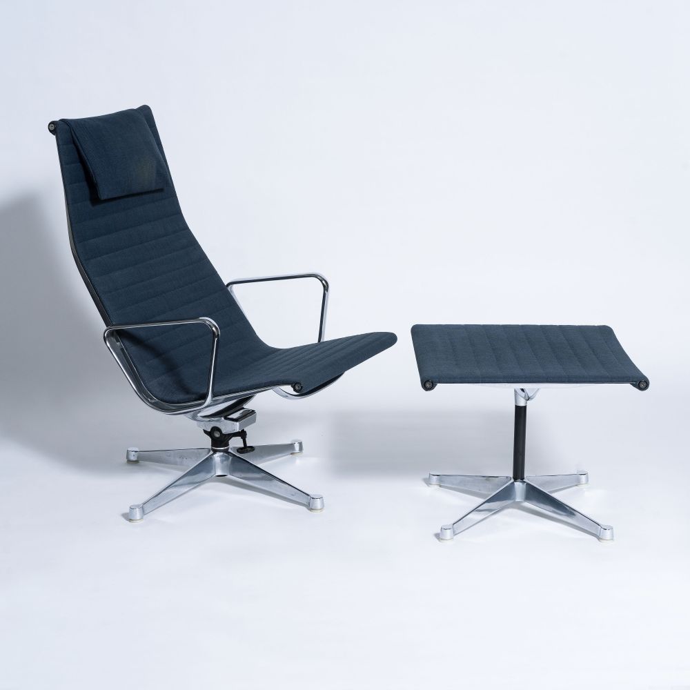 Aluminium Chair EA 124 mit Ottomane EA 125