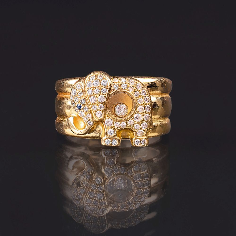 A Gold Ring 'Elephant Happy Diamond'