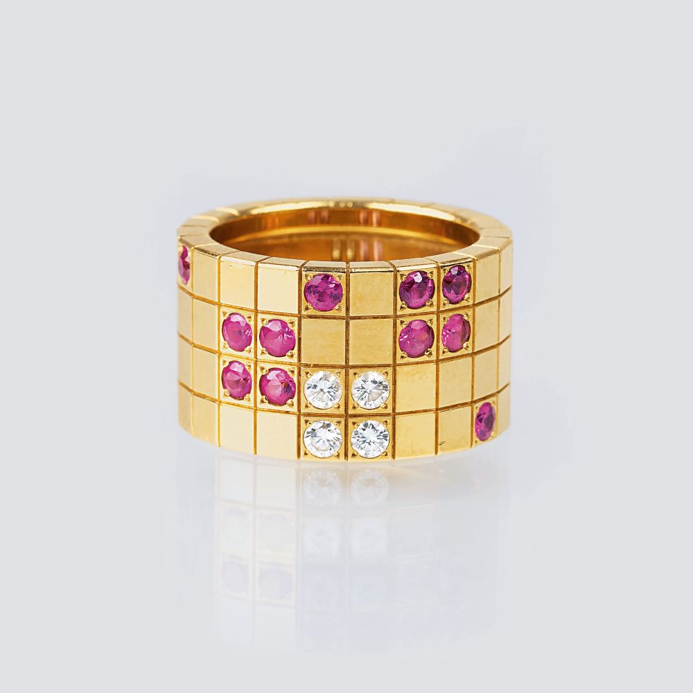 Cartier - A Pink Sapphire Diamond Ring 'Lanières' A Pink Sapphire Diamond Ring 'Lanières'