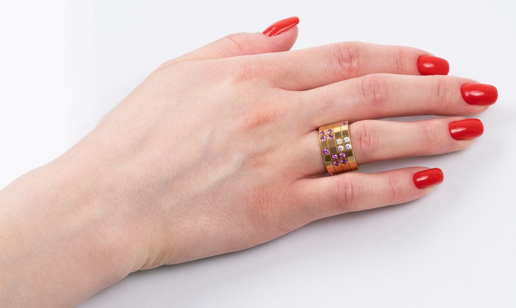 A Pink Sapphire Diamond Ring 'Lanières' - image 2