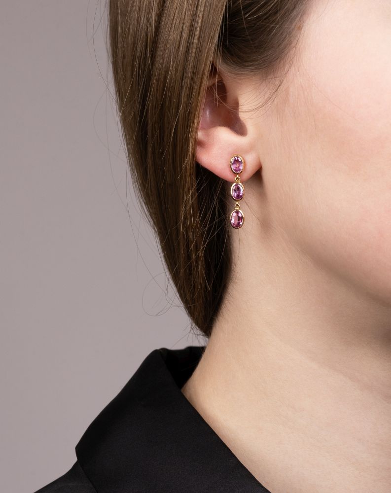 A Pair of Pink Sapphire Earpendants - image 2