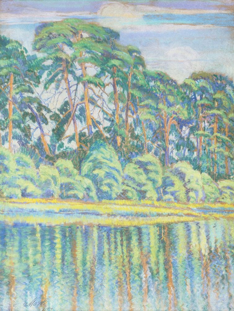 Georg Alexander Mathey - Pines by a Lake Pines by a Lake