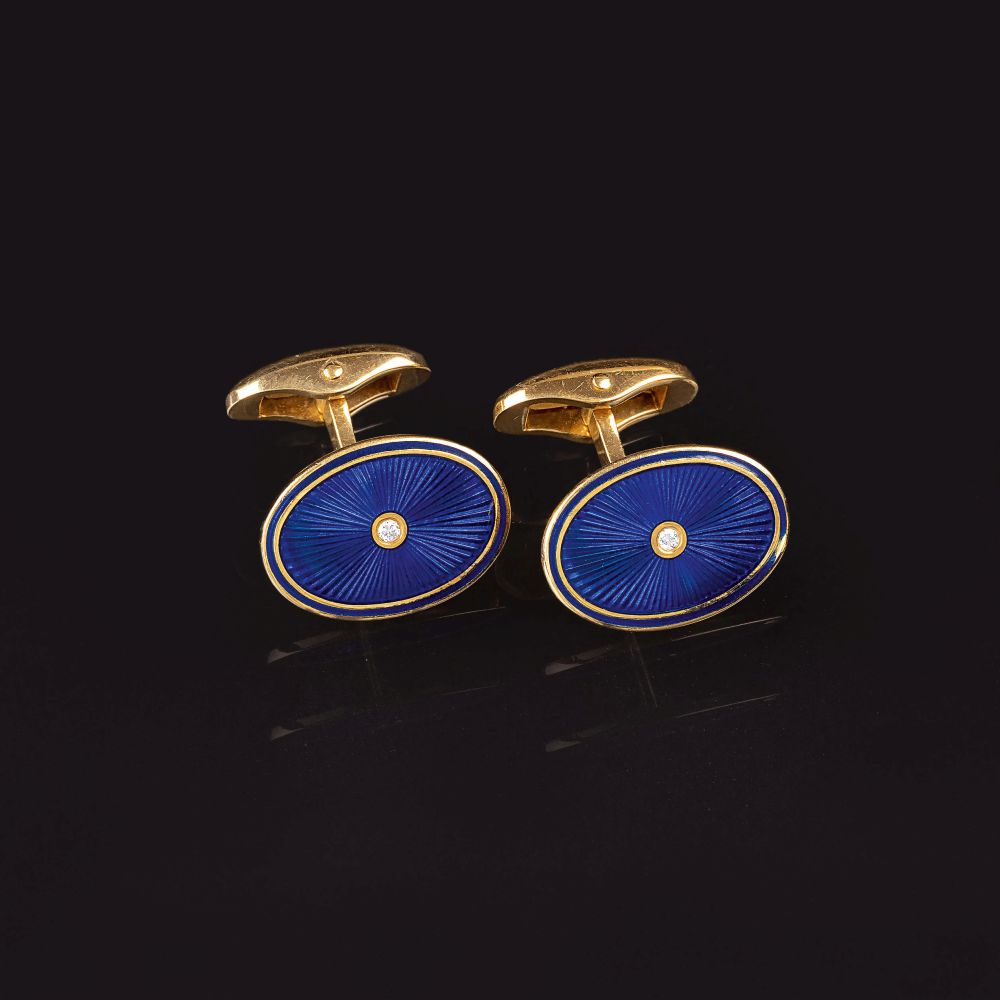 A Pair of Fabergé Enamel Cufflinks A Pair of Fabergé Enamel Cufflinks