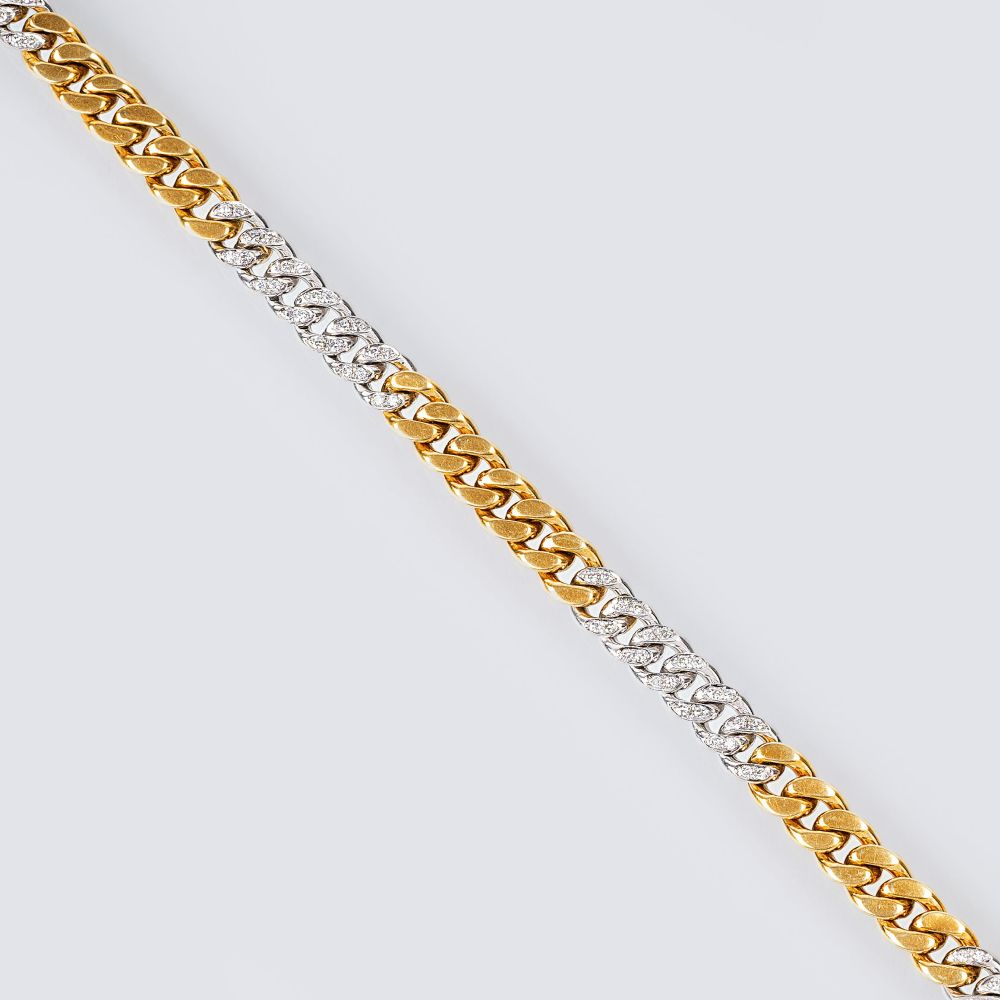 Panzerarmband mit Diamant- und Brillant-Besatz