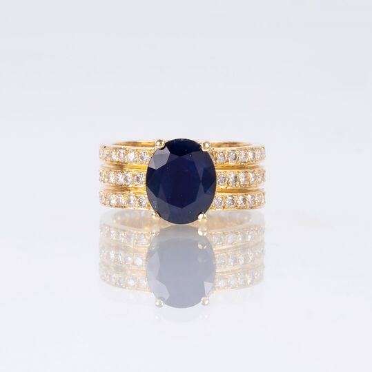 A Sapphire Diamond Ring