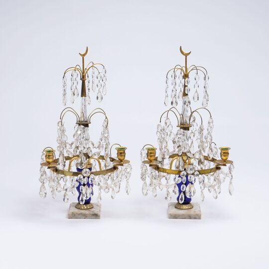 Pair of girandoles with crystal pendant