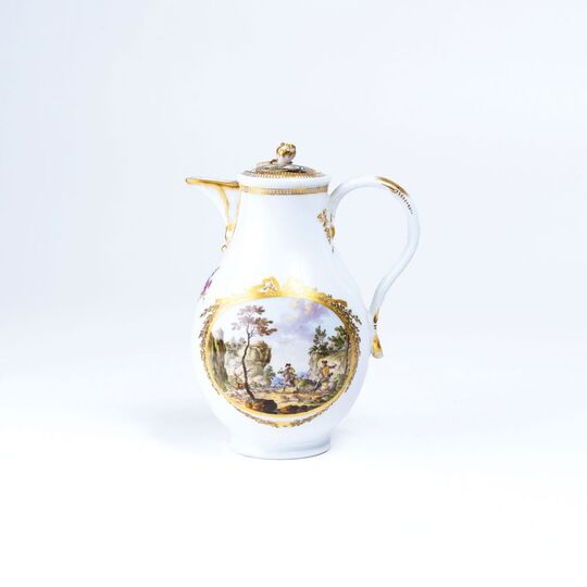 A Coffee Pot with Hunting Scenes