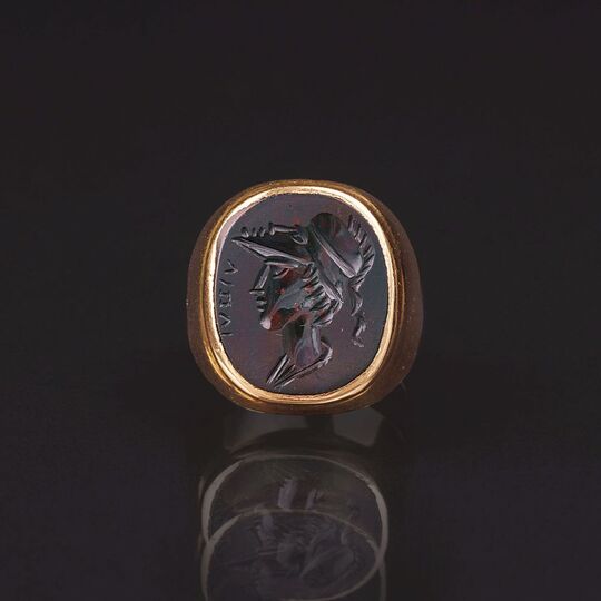 A Ring with classical Red Jasper Intaglio 'Hero'