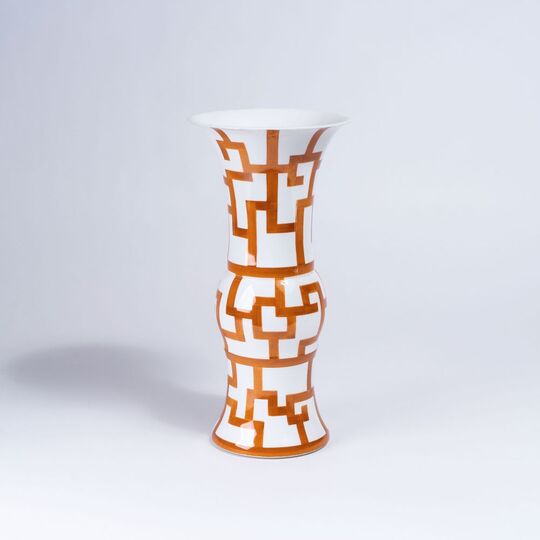A Large Trumpet Vase with Geometric Decoration